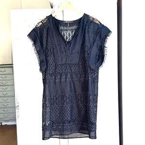 BCBG MaxAzria Lindsay Lace Mini Dress Slip Set Black 2pc